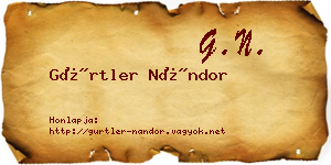 Gürtler Nándor névjegykártya